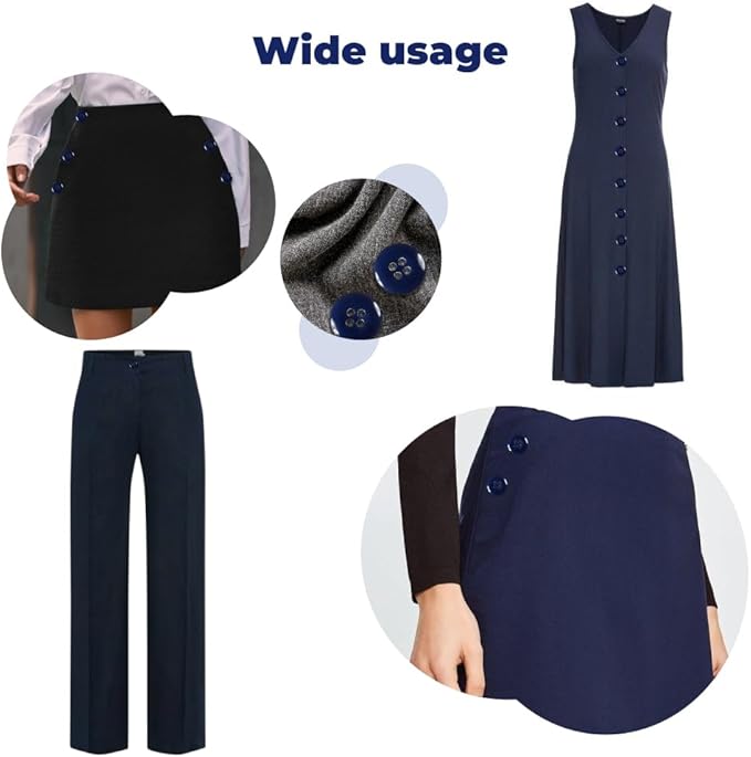 100 Pcs Navy Pant Buttons 0.7 inch Industrial Buttons for Sewing 27L 4 Hole Sewing Round Plastic Replacement Bulk Ideal for Pant Uniform Pants Jeans Jacket Skirt Shorts Craft DIY Art Decorative
