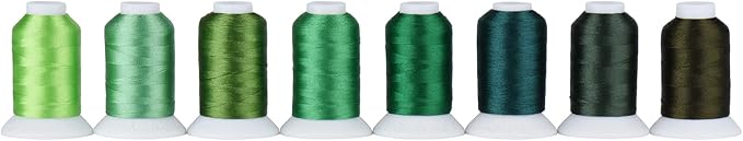 Simthread Green Embroidery Thread – 8 Shades Compatible with Brother Colors, 550 Yards Each, 40WT Polyester, for Brother, Babylock, Janome, Singer & Other Machines