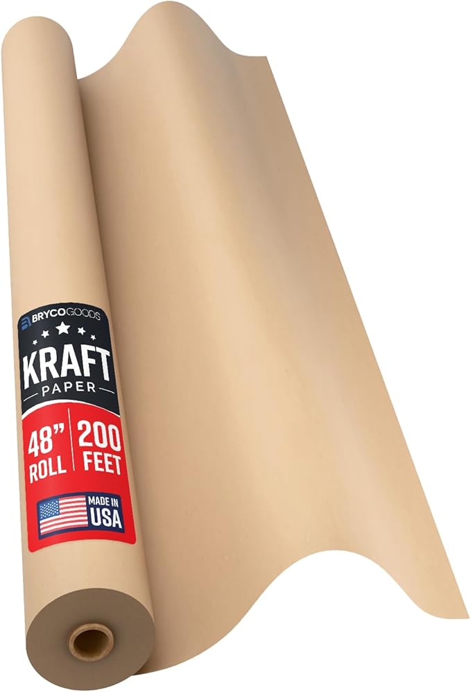 Bryco Goods 48" x 200' (2400") Brown Kraft Paper Roll - USA Made - Versatile for Different Arts and Crafts Projects - Pin Up Your Work Or School Notes - Create Vision Board for Your Bedroom