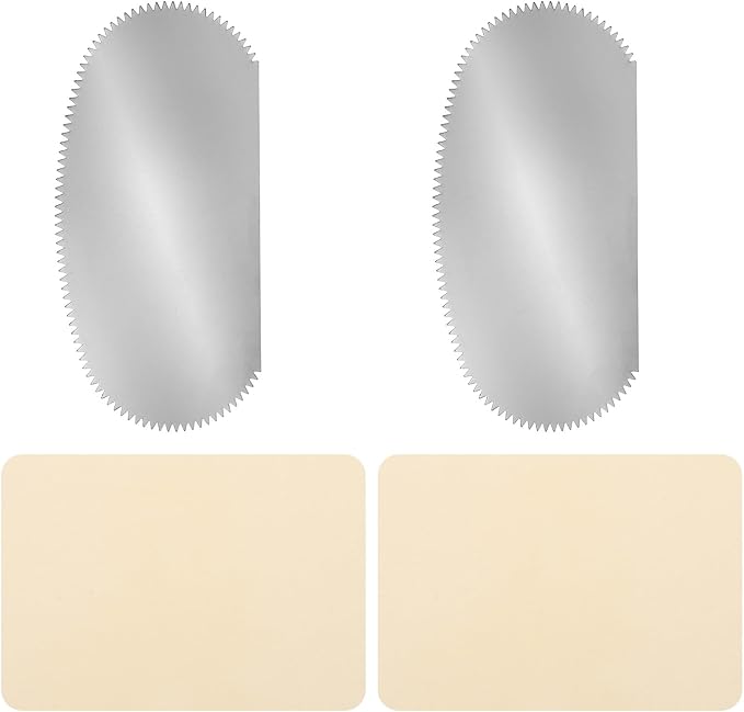 YOKIVE 2Pcs Steel Pottery Tools, Serrated Scraper Clay Ribs 3.94" x 2" Stainless Steel Sculpture Modeling Cutter Ceramic Tools with 2 Beige Chamois Cloth