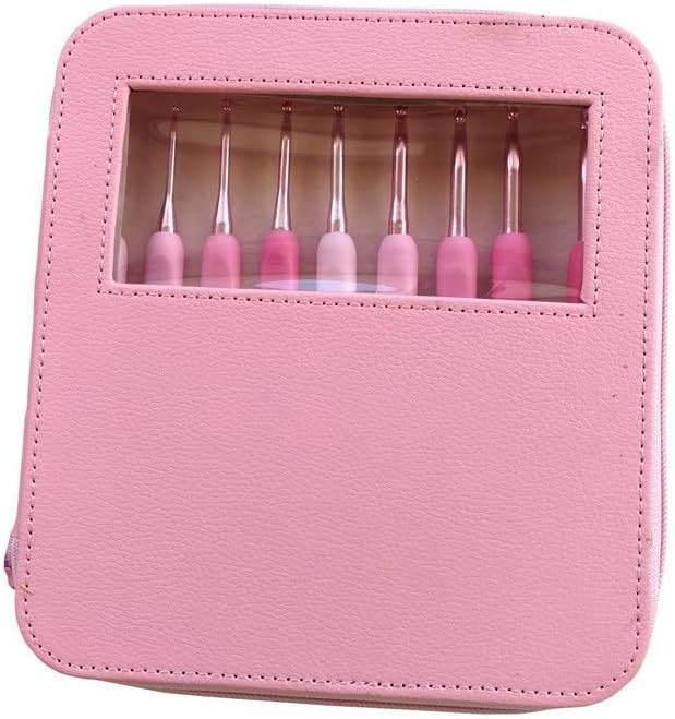 Crochet Hook Set with Case, 8 Ergonomic Soft Grip Hooks, 2.5mm-6.0mm Sizes, Complete Kit for Knitting Projects