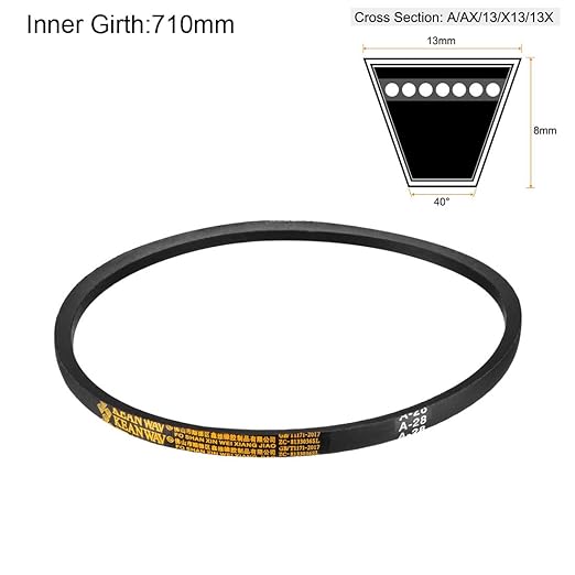 uxcell A28 Drive V-Belts 28" Inner Length 13mm Width 8mm Thick JIS Standard A-Section Rubber Drive Transmission Belt