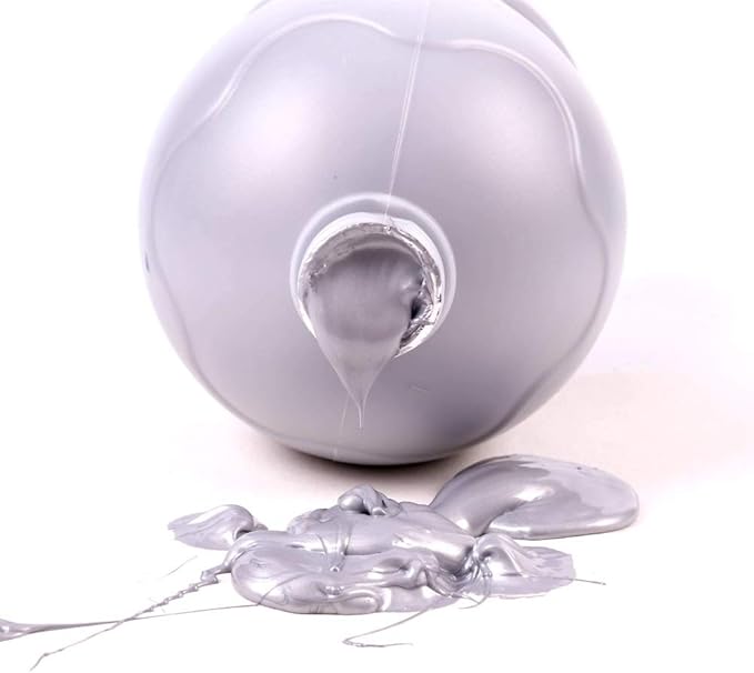 Mont Marte Discovery School Acrylic, Silver, 1/2 Gallon (2 Liter). Ideal for Students and Artists. Excellent Coverage and Fast Drying. Pump Lid Included.