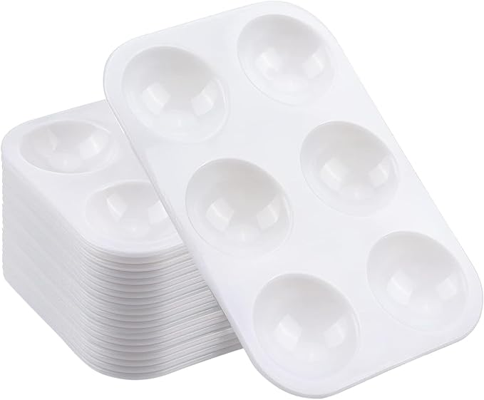 40 PCS White Paint Tray Palettes, Plastic Watercolor Paint Pallets with 6 Wells for Painting Party, DIY Craft and Art Painting