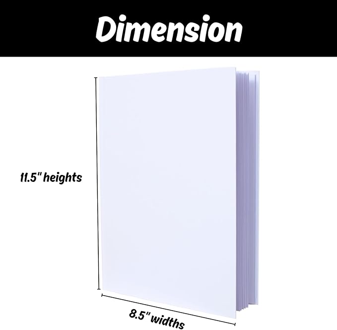 3 Pack Hardcover Blank Book,8.5x11 Inch Unlined Sketchbook Journal - 18 Sheets/36 Pages Each, Bulk Pack of White Hardcover Blank Books for Writing, Drawing Make Your Own Book, Multi-Purpose for Students & Adults