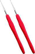 Mdoker 2PCS Small Size Crochet Hook Ergonomic Handle Crochet Hook Needles for Arthritic Hands,Thread Crochet Steel Lace Hooks Size 1.25mm