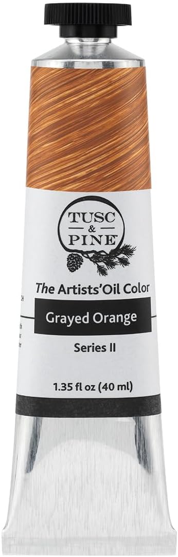 Tusc & Pine Artist Oil Paint - Grayed Orange, 40 ml, Non-Yellowing, Rich & Creamy Consistency, Maximum Pigment Load, Small Batch Milled Oil Paints Made in the USA for Professional Artists