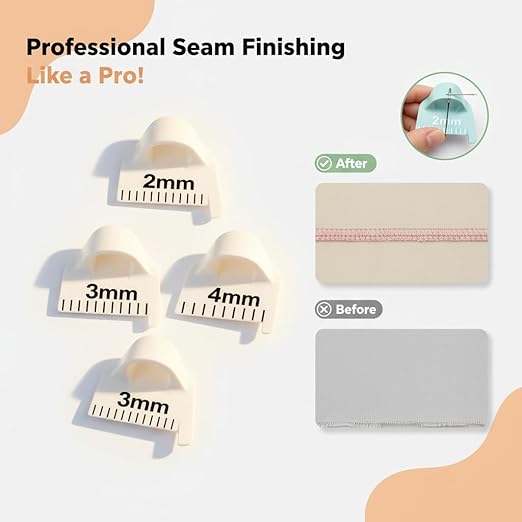 Edge Stitch Lock and Sewing Gauge-Sewing Gauge-Edge Sewing Lockranding Tool-Needle Gauge Quilting Ruler for Straight & Curved Seams for Beginners,Professional Sewers - 2/3/4 Mm, 3 Pcs,Plastic (White)