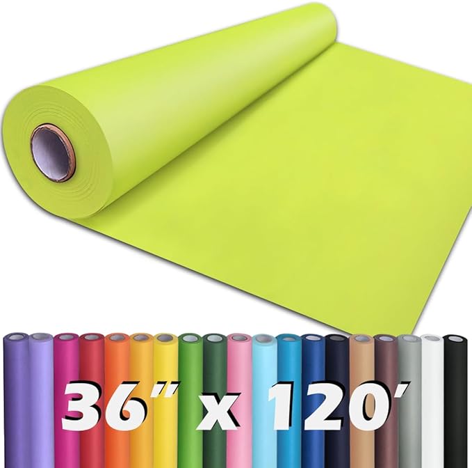 PerkHomy 36" x 1,440" (120') Neon Green Kraft Paper Roll for Craft Bulletin Board Paper Art Table Covering Crafting Gift Wrapping Bouquet Packing Parcel 80GSM 55LB (Neon, 36" x 120')