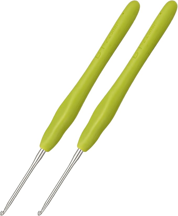 2Pcs 2.25mm Crochet Hooks, Ergonomic Crochet Hook for Arthritis and Beginners, Extra Long, Smooth, Comfortable (Size B / 2.25mm)