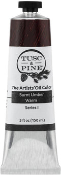 Tusc & Pine Artist Oil Paint - Burnt Umber Warm, 150 ml, Non-Yellowing, Rich & Creamy Consistency, Maximum Pigment Load, Small Batch Milled Oil Paints Made in the USA for Professional Artists