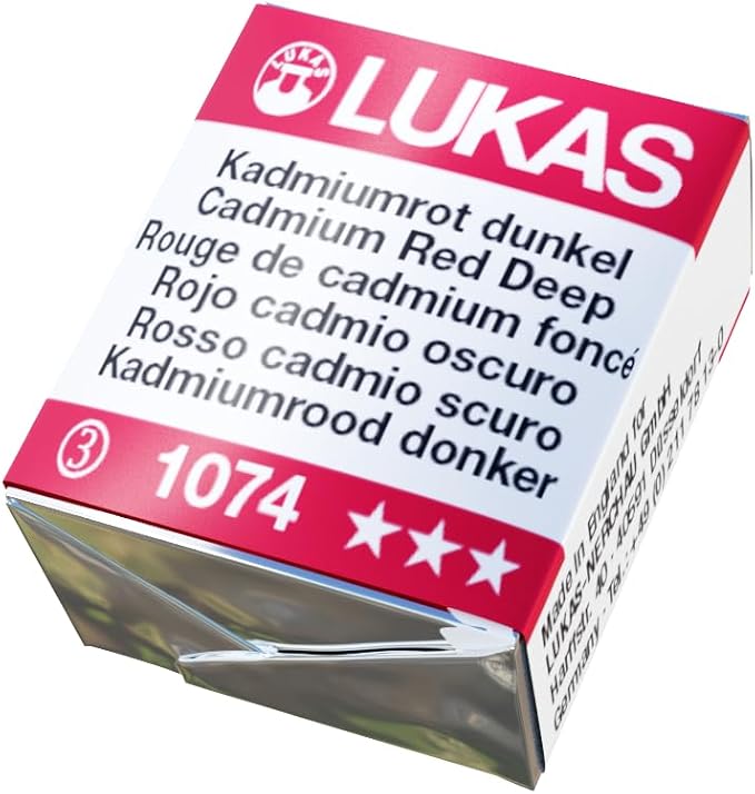 LUKAS 1862 Aquarell Artists' Watercolor Pans, Cadmium Red Deep Half Pan - Vibrant Professional Grade Watercolor Paint - Easy-to-Wet, Intense Color, Long-lasting - Ideal for Professional Watercolorists