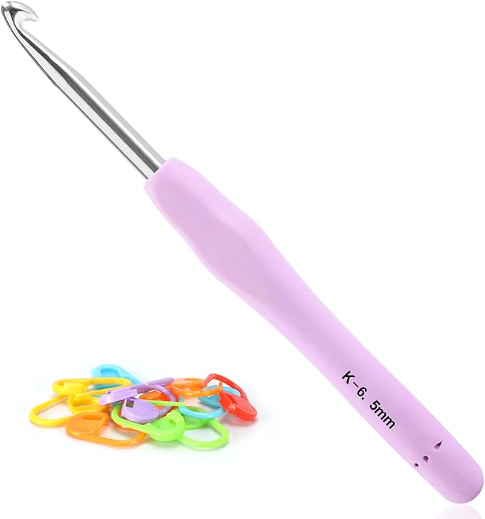 Vodiye Professional Extra Long 6.5mm Crochet Hooks, Ergonomic Handle Set for Beginners & Experienced Lovers