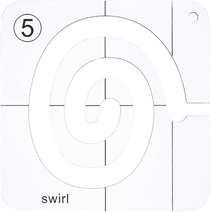 Free Motion Quilting Template Q5 Series for Domestic Sewing Machine Rulers (Swirl)
