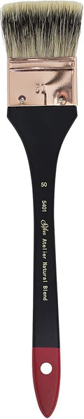 Silver Brush Limited 5401-50 Silver Atelier Badger/Synthetic Blend Mottler Flat Brush, Size 50, Extra Long Handle