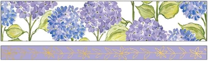 Paper House Productions Carole Shiber Pastel Hydrangeas Set of 2 Foil Accent Washi Tape Rolls for Scrapbooking and Crafts
