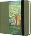 tumuarta Square Watercolor Journal, 8.25x8.25”, 140 LB, 300 GSM, Cotton Paper, Cold Press, 24 Sheets, 48 Pages, Watercolor Paper Sketchbooks for Use As Travel Mixed Media Pads On The Go (Green)