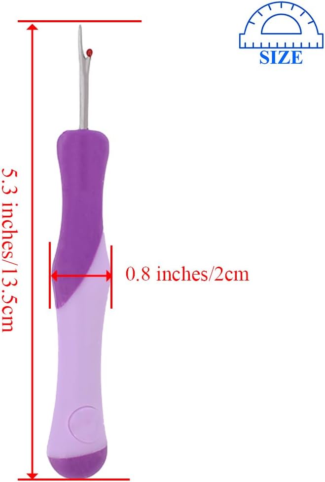 HAHIYO 5.3Inches 2PCs Purple Rubber Seam Ripper Ergonomic Grip Thread Stitch Remover Tool Sewing Stitch Cutter Thread Ripper Unpicker Sewing Accessory&Supply for Crafting Notions Quilting Sewing Hem