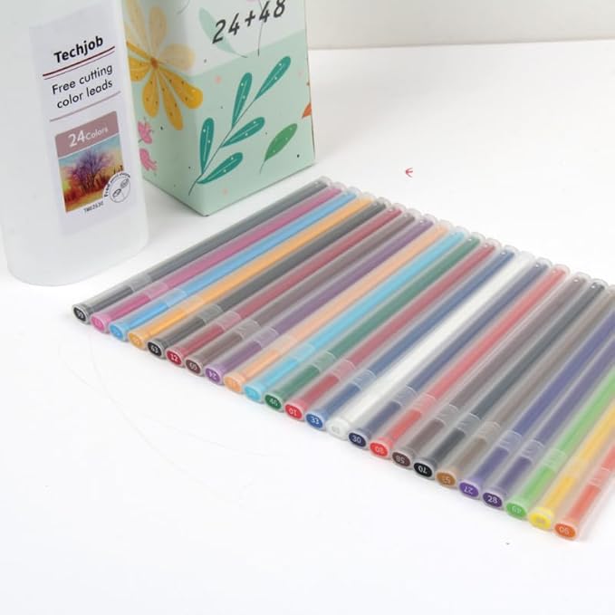 Colored Mechanical Pencil 2.6mm for Coloring and Drawing, Mechanical Colored Pencils, Mechanical Pencils with Sharpener and Case, 24pcs with extra 48pcs colored leads