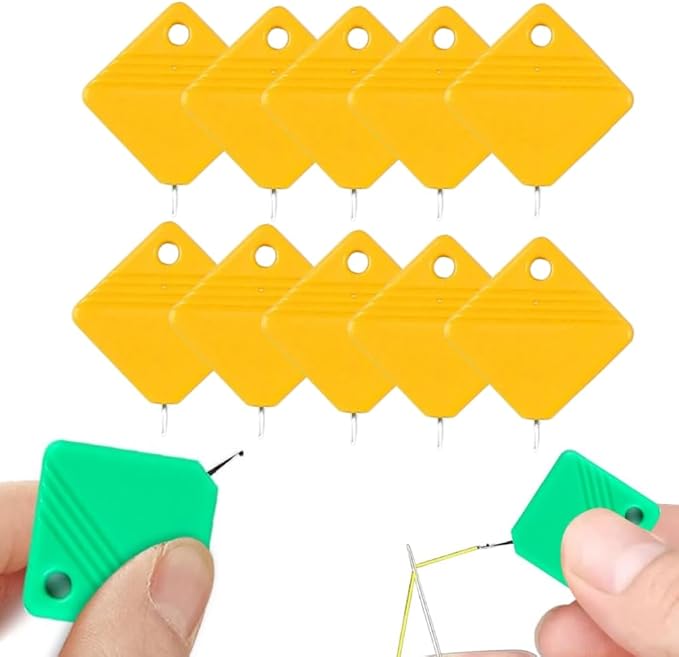 Automatic Needle Threaders for Hand Sewing, 2025 Upgrade Embroidery Floss, Sewing Machine Needle Threader, Sewing Supplies Tool, Fits All Needle Sizes (10, Yellow)