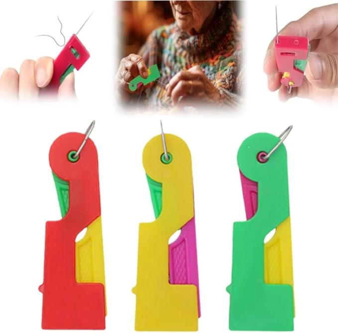 Automatic Needle Threader, 2025 Upgraded Sewing Machine Needle Threader for Hand Sewing, Automatic Needle Threading Device Small Needle Eye Threader Tool for DIY Embroidery Cross Stitch Craft (3 PCS)