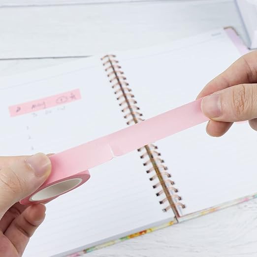 NatSumeBasics Pastel Washi Tape Solid Pink Washi Tapes 2 Pcs 32 Ft. Decorative Masking Tape Self-Adhesive Duct Craft Tapes for Packaging Decor Journals Scrapbooks Planners DIY Gift (Pink)