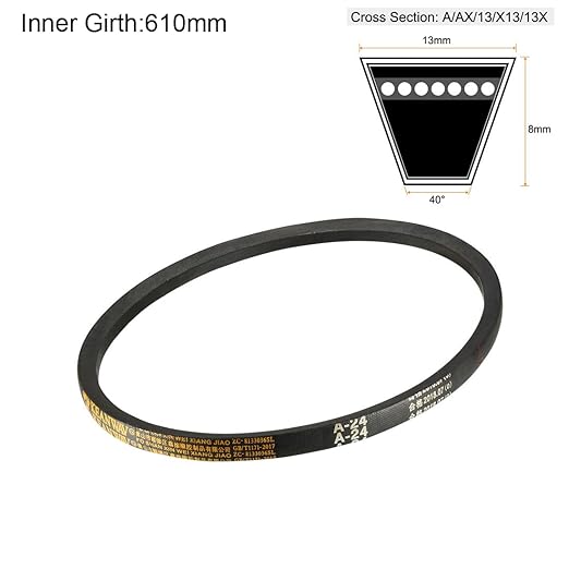 uxcell A24 Drive V-Belts 24" Inner Length 13mm Width 8mm Thick JIS Standard A-Section Rubber Drive Industrial Transmission Belt