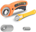 Rotary Cutter for Fabric, 45mm and 28mm Rotary Cutters Kit with Extra 10 Blades, Ergonomic Rolling Cutter with Safety Lock, Suitable for Leather, Crafting, Sewing, and Quilting Fabric (Orange)