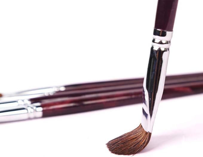 Transon Red Sable Filbert Paint Brushes 6pcs for Watercolor, Acrylic, Oil, Tempera and Gouache Painting
