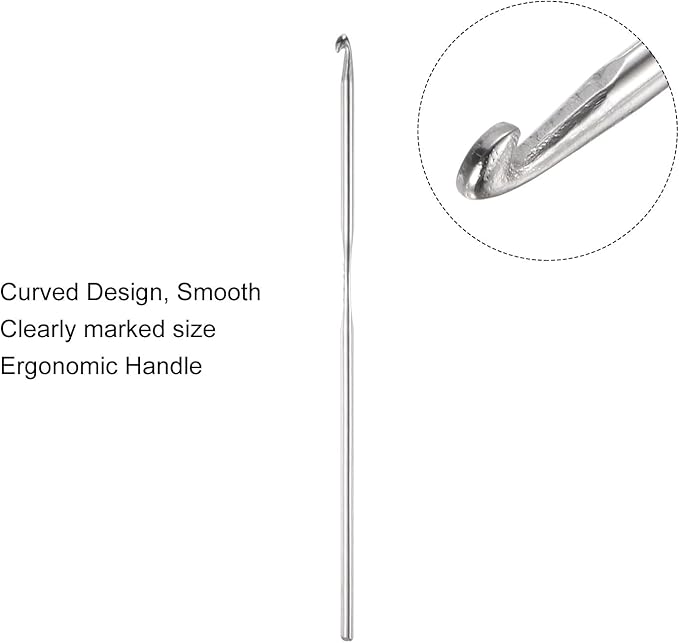 uxcell Stainless Steel Crochet Hook 3mm Knitting Needles for DIY Craft Yarn 10Pcs