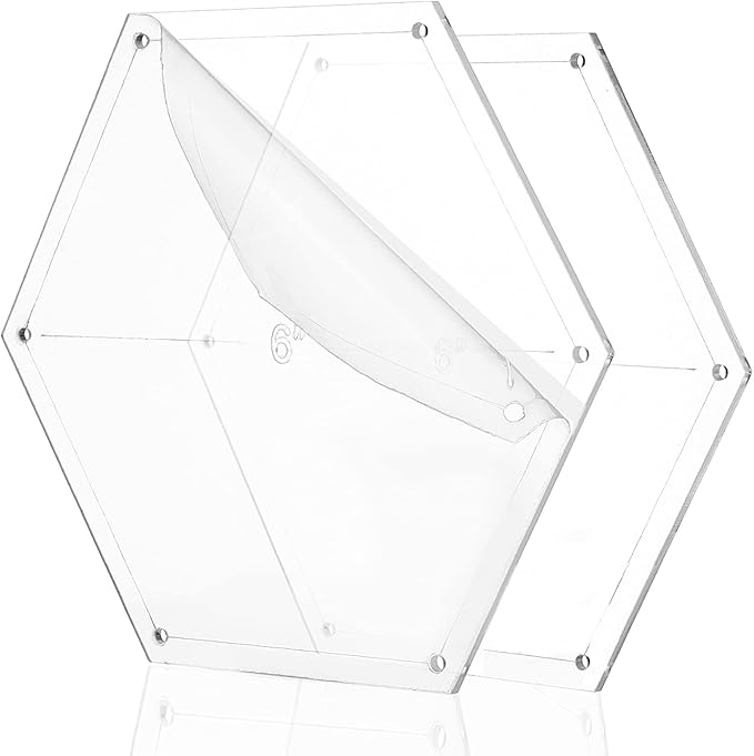 BENECREAT 6Pcs Mixed Sizes Hexagon Quilting Template Transparent Pressure Plate(Hole: 3mm) with 6 Mixed Size