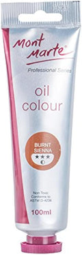 Mont Marte Oil Paint Premium, 3.4 US fl.oz (100ml) Tube, Burnt Sienna, Heavy Body Paint, Artist Quality, Good Coverage, Excellent Tinting Strength, Ideal for Painting Canvas