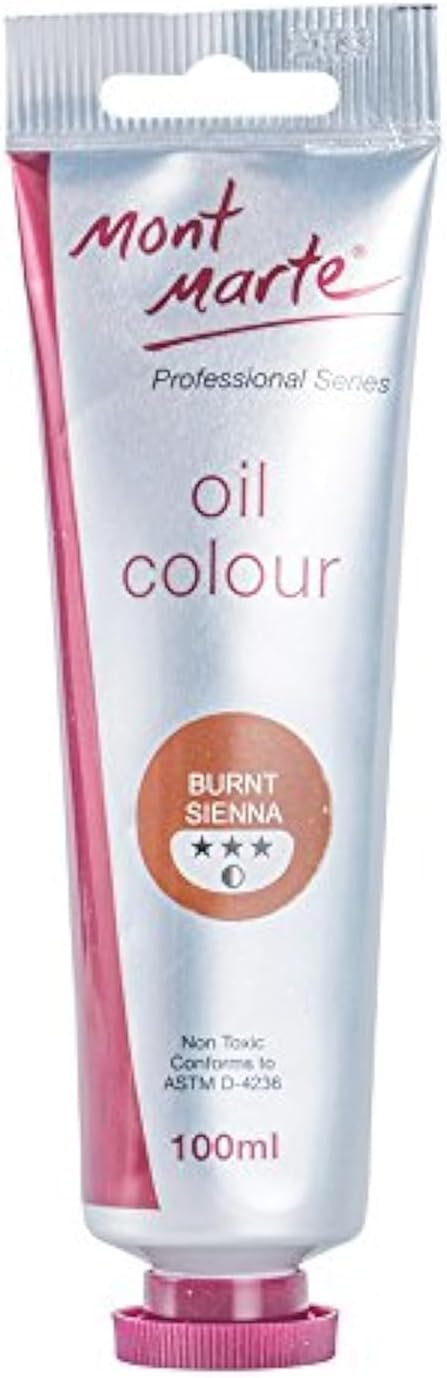 Mont Marte Oil Paint Premium, 3.4 US fl.oz (100ml) Tube, Burnt Sienna, Heavy Body Paint, Artist Quality, Good Coverage, Excellent Tinting Strength, Ideal for Painting Canvas