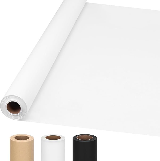 Moretoes 36" x 1,200"(100') White Wrapping Paper Roll, Kraft Packing Paper Roll for Gift Wrapping Craft Bulletin Board Banner Art Bouquet Flower Packing Moving Shipping 75GSM