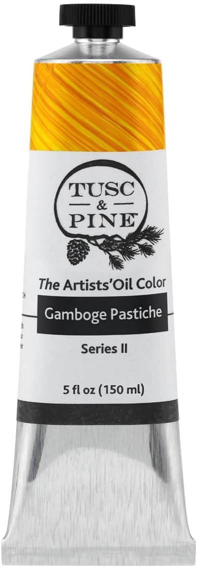Tusc & Pine Artist Oil Paint - Gamboge Pastiche, 150 ml, Non-Yellowing, Rich & Creamy Consistency, Maximum Pigment Load, Small Batch Milled Oil Paints Made in the USA for Professional Artists