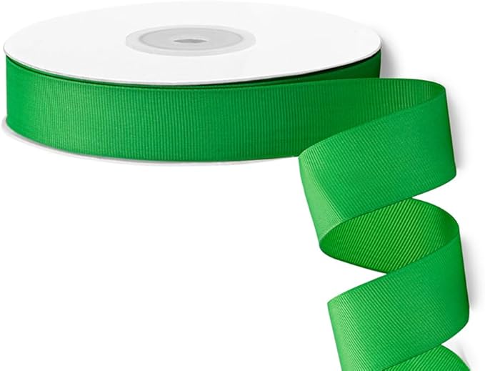 LIUYAXI 1" X 50 Yards Solid Green Grosgrain Ribbon, Perfect for Crafts, Wedding Decor, DIY Hair Accessories, Sewing, Gift Package Wrapping and More