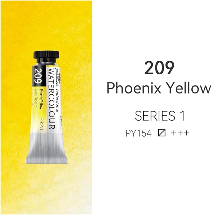 PHOENIX Professional Watercolor Paint Single Tube - 0.47 Fl Oz / 14ml - Phoenix Yellow