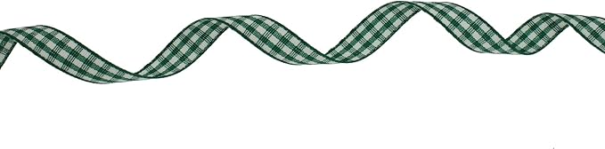 Gingham Ribbon 50 Yard Each Roll 100% Polyester Woven Edge (3/8" x 50 Yards, Dark Green)