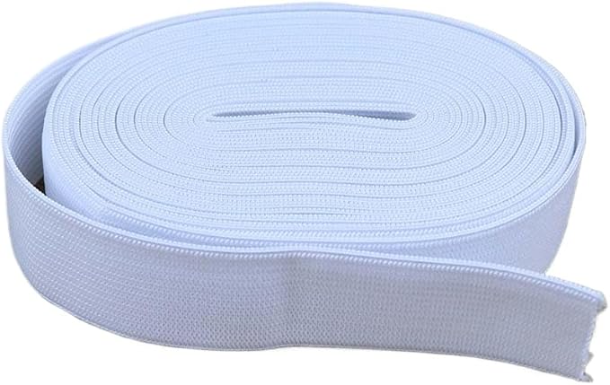 10 Meters Flat Elastic Band Rubber Band for Sewing Clothing Pants Accessories Stretch Belt Garment DIY Sewing Fabric (White,1" (25mm) x 10 Meters)
