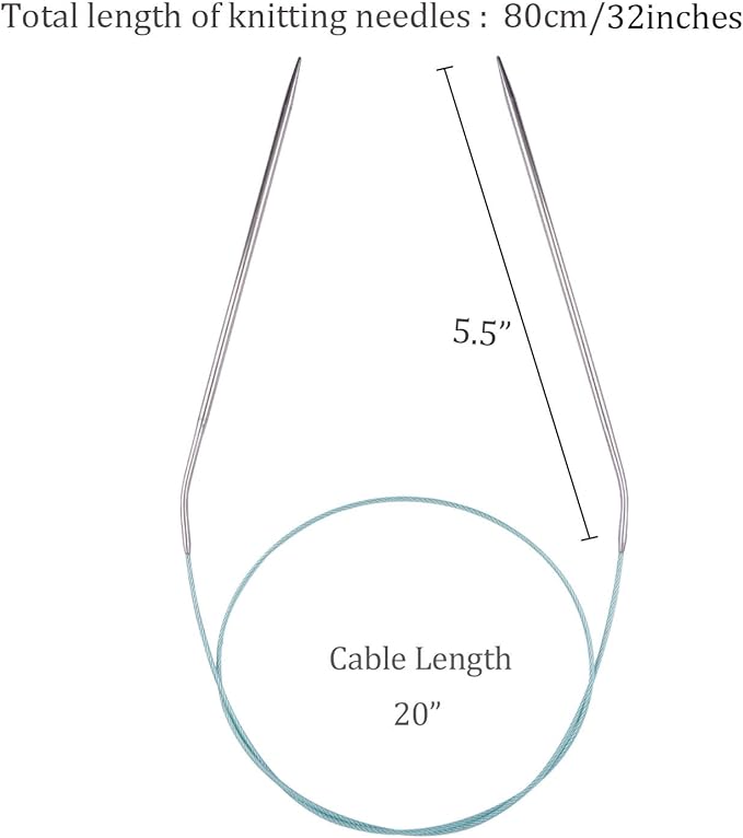 Circular Knitting Needles 32inches/80cm,Size US 2.5(3mm) Stainless Steel Round Knitting Needles for Handmade Knitting DIY