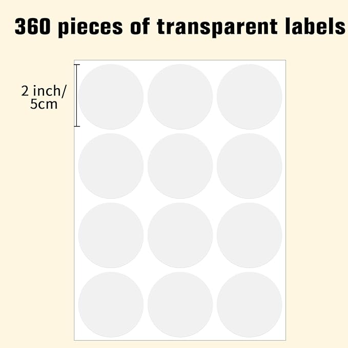2" Transparent Round Sealing Sticker,Pack of 360