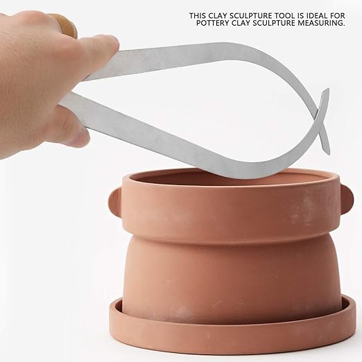 Watris Veiyi 10inch Clay Caliper Tool, Stainless Steel Pottery Caliper Clay, Measuring Pottery Tool, Bent Leg Inside Outside Caliper, Sculpture Ceramic Tool for Carving Modeling