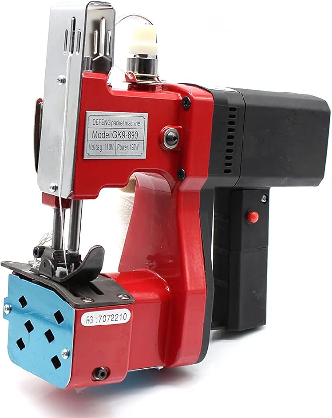 Electric Bag Sewing Machine,Industrial Bag Closing Machine w/Charger,High Speed Portable Electric Bag Stitching Closer Wireless Sack Seal Sewing Machine Kit for Sack Woven Kraft Paper (Red)