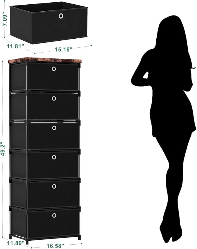 Fabric Storage Drawers and Chest of Drawers, Beautiful Small Dresser with Drawers, Sturdy 6 Drawer Dresser for Closet Dorm,Drawer Unit for Toys,Yarns