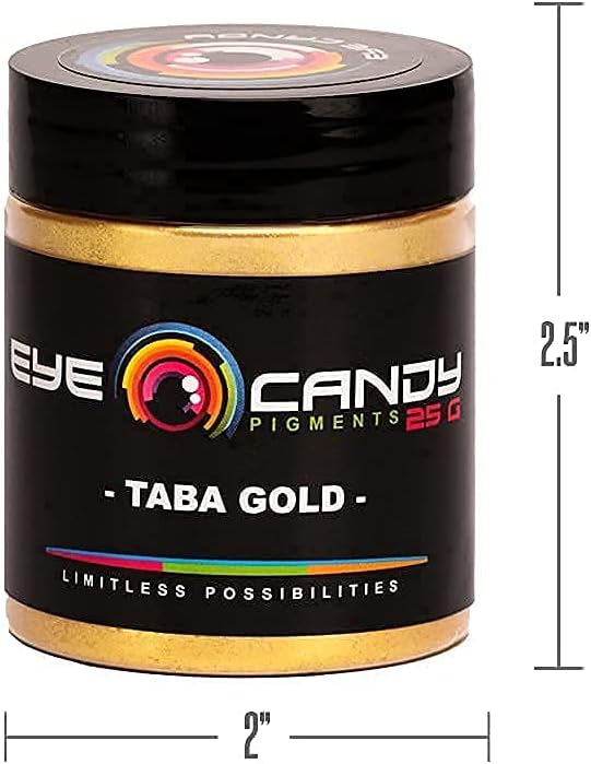 Eye Candy Pigments Premium Gold Mica Powder - Taba Gold (25gr) - for Epoxy, Resin, Soap, Paint, Woodworking, Acrylic Pouring, Bath Bombs, Fishing Lures - DIY Arts and Crafts Additive