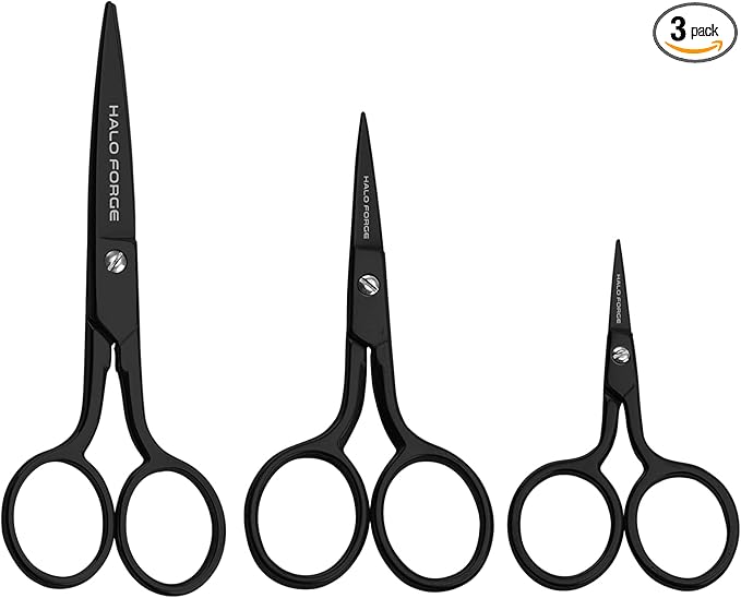3 Pair Small Embroidery Scissors: Forged Stainless Steel Sharp Pointed Tip Precision Cutting Details Thread Yarn for fabric, sewing, craft, Needlework, 2.5 Inch, 3.5 Inch and 6 Inch Black