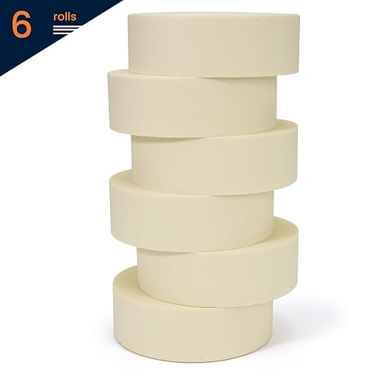 TAPEBEAR General Purpose Masking Tape 1.5 Inch x 60 Yards, Beige White Painters Tape for Painting, Labeling, DIY Arts Crafts, Home Office School Projects, 6 Rolls