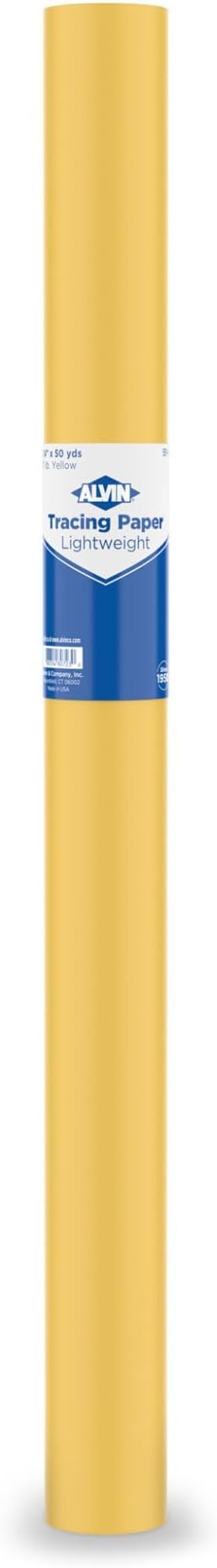 ALVIN 55Y-J Lightweight Tracing Paper Roll, Yellow, Suitable with Ink, Charcoal, Felt Tip Pen, for Sketching or Detailing - 24 inches x 50 Yards, 1-inch Core