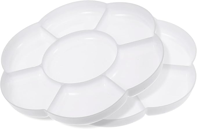 2pcs Paint Tray Palette Plastic 7-Well Watercolor Palette Flower White Painting Tray for Watercolor Create DIY Craft Professional Art Painting Acrylic Painting Gouache