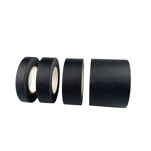 4 Rolls Black Masking Tape, Multi-Size Painters Tape for Home, Office, School Stationery, DIY Arts, Crafts, Labeling - (0.5 Inch, 0.7 Inch, 1 Inch and 2 Inch X 22 Yard)